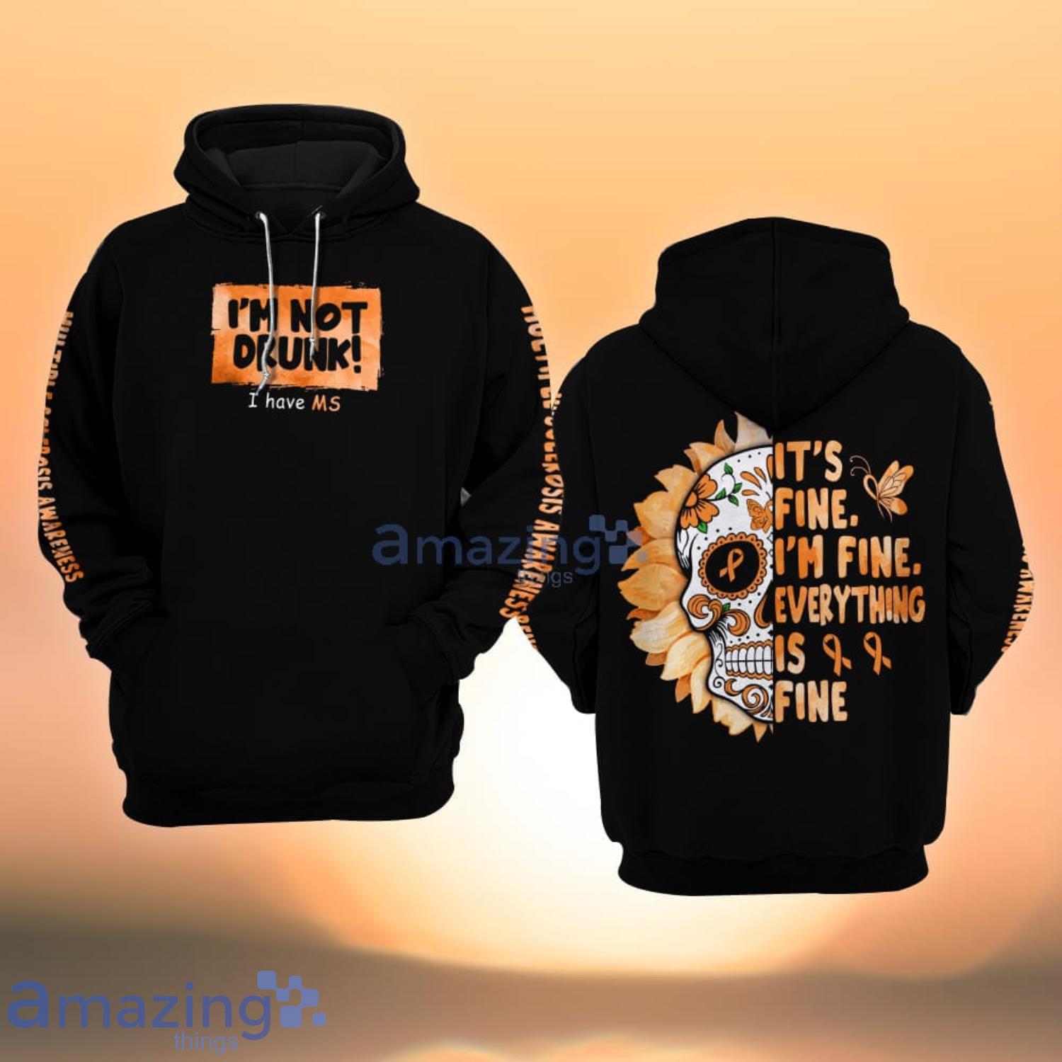 Multiple Sclerosis Awareness I’m Not Drunk Skull All Over Print 3D Hoodie Product Photo 1