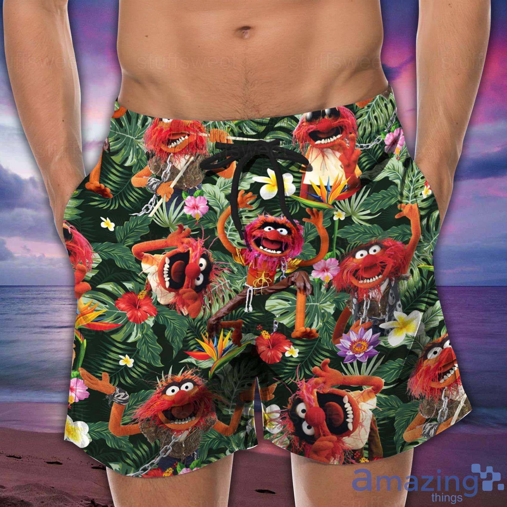 Muppet The Muppets And Tropical Pattern Short Sleeve Hawaiian Shirt And Short image Muppet The Muppets And Tropical Pattern Short Sleeve Hawaiian Shirt And Short Product Photo 4