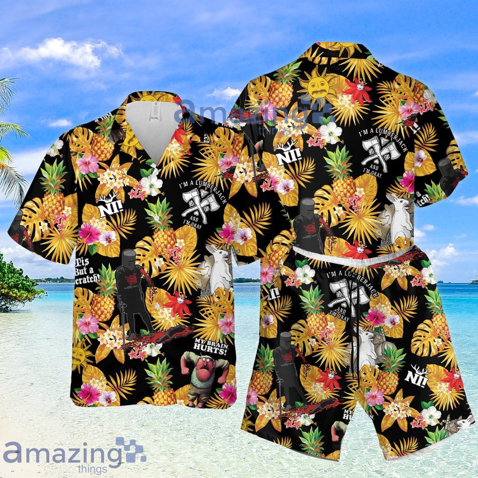 My Brain Hurts Tropical Pineapple Summer Set Hawaiian Shirt And Shorts Beach Product Photo 1