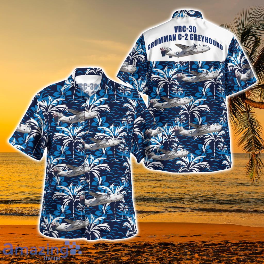 Navy Vrc-30 Grumman C-2 Greyhound Hawaiian Shirt - Navy Vrc-30 Grumman C-2 Greyhound Hawaiian Shirt