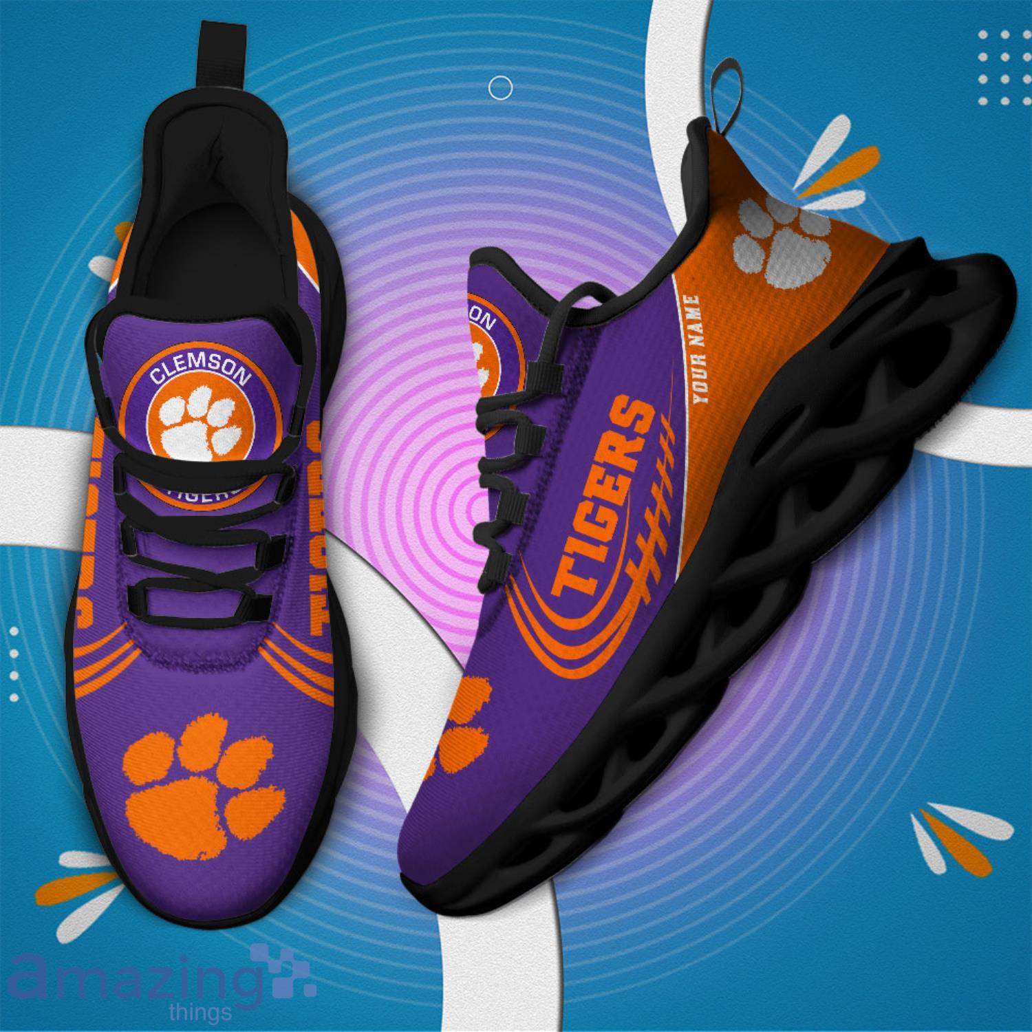 NCAA Clemson Tigers Custom Name Sneakers Max Soul Shoes image NCAA Clemson Tigers Custom Name Sneakers Max Soul Shoes Product Photo 3