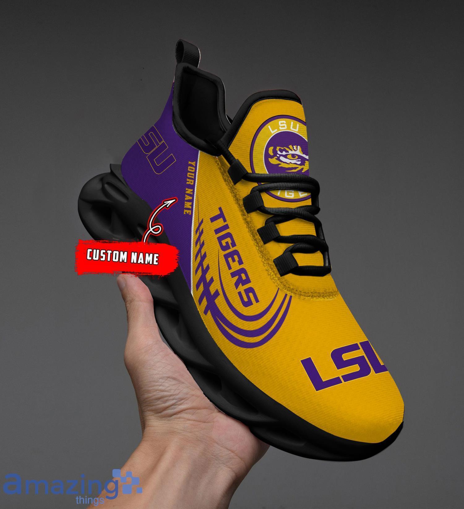 NCAA LSU Tigers Custom Name Sneakers Max Soul Shoes Product Photo 1