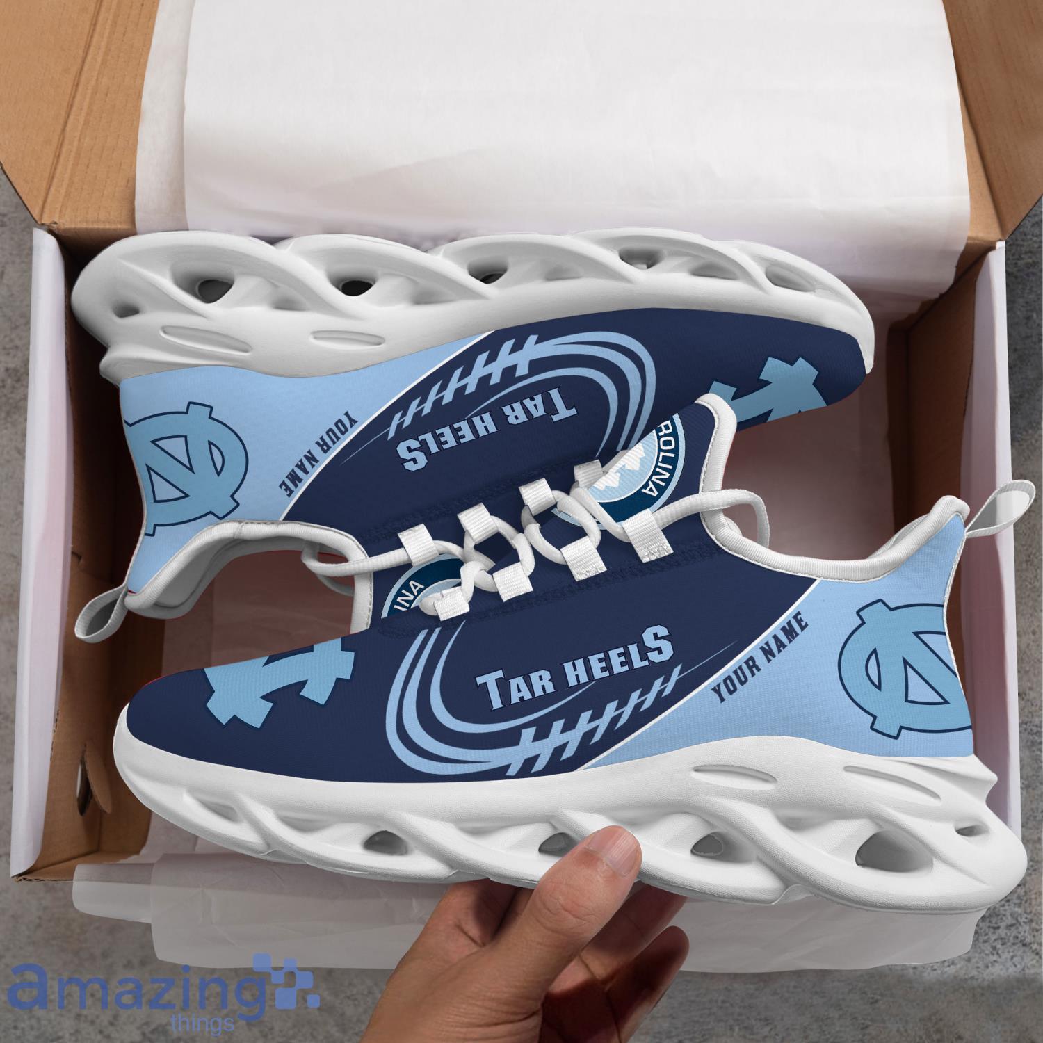 NCAA North Carolina Tar Heels Custom Name Sneakers Max Soul Shoes image NCAA North Carolina Tar Heels Custom Name Sneakers Max Soul Shoes Product Photo 6