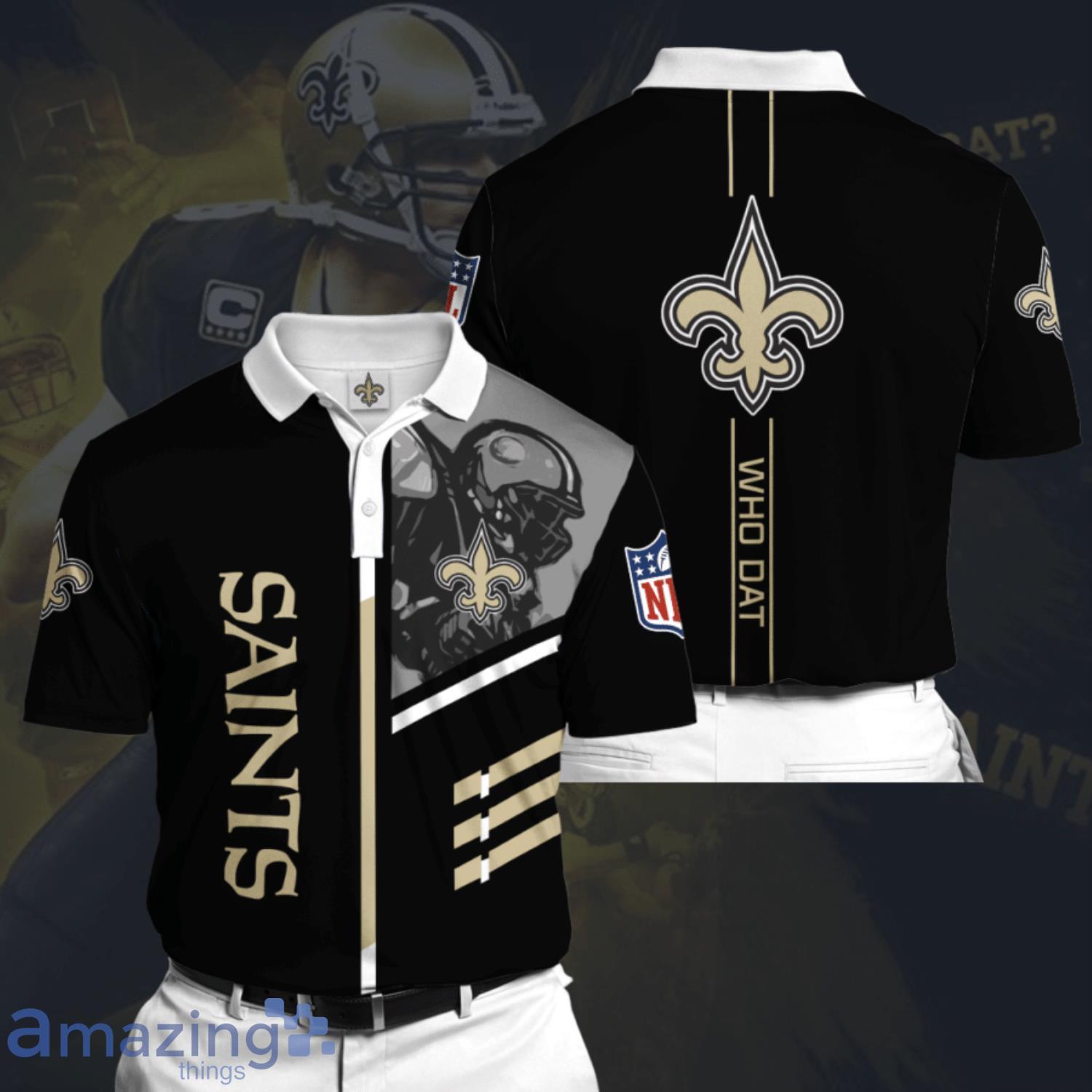 New Orleans Saints Football Team Black 3D Polo Shirt For Fans