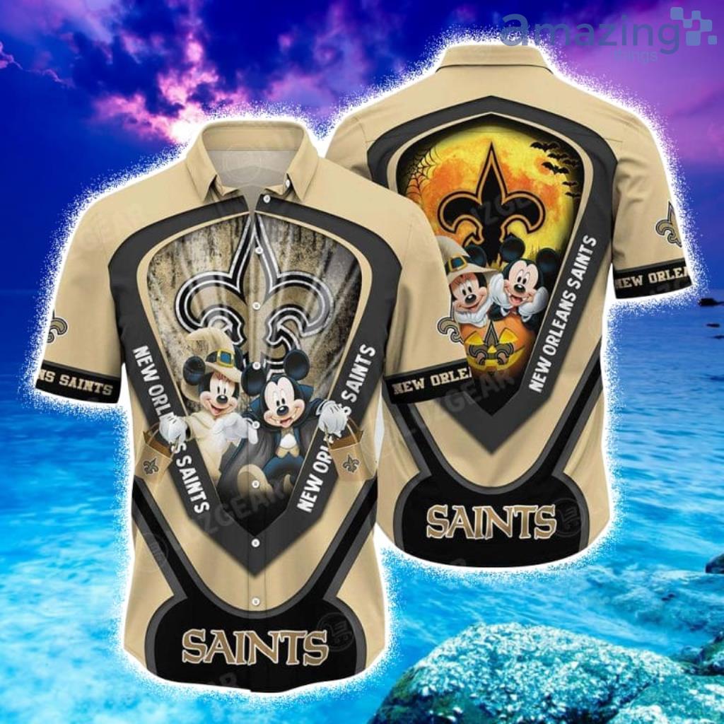 New Orleans Saints NFL Graphic Mickey Halloween Night Hawaiian Shirt