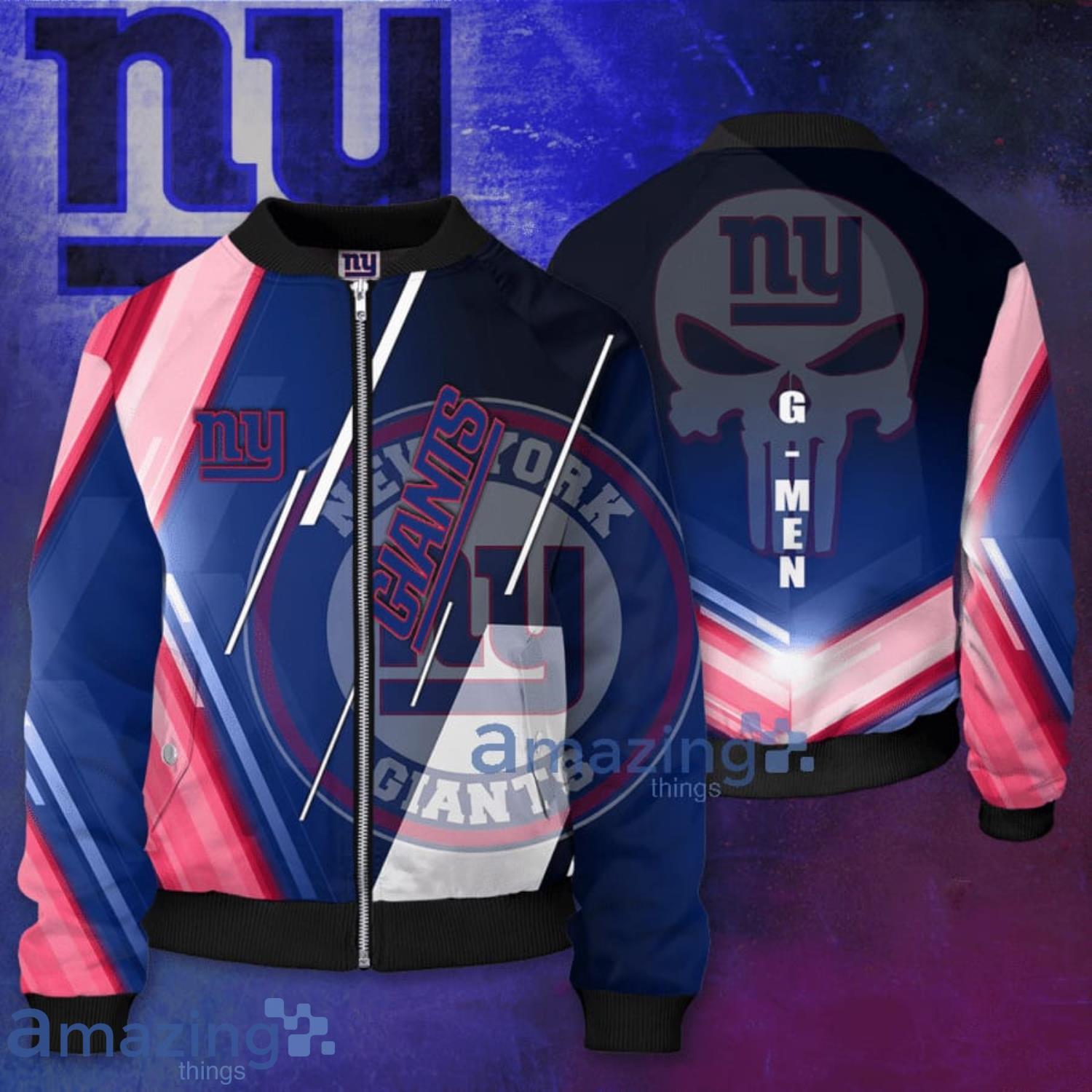 New York Giants NFL Blue Unisex Bomber Jacket 3D