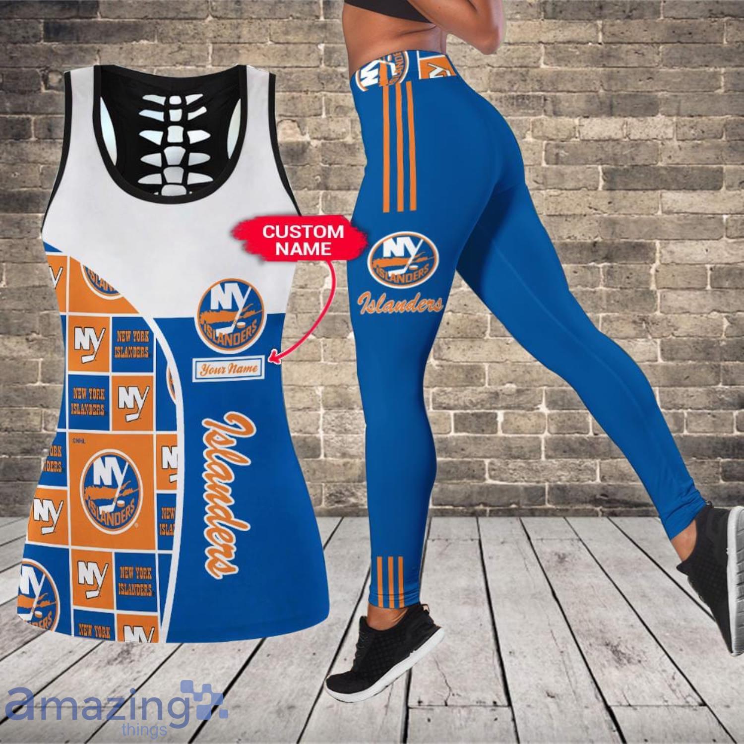 New York Islanders Custom Name Leggings And Hollow Tank Top For Women Product Photo 1
