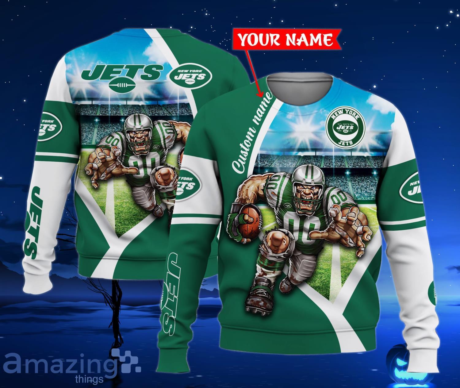 New York Jets Mascot Personalized Name 3D All Over Print Shirt For Fans