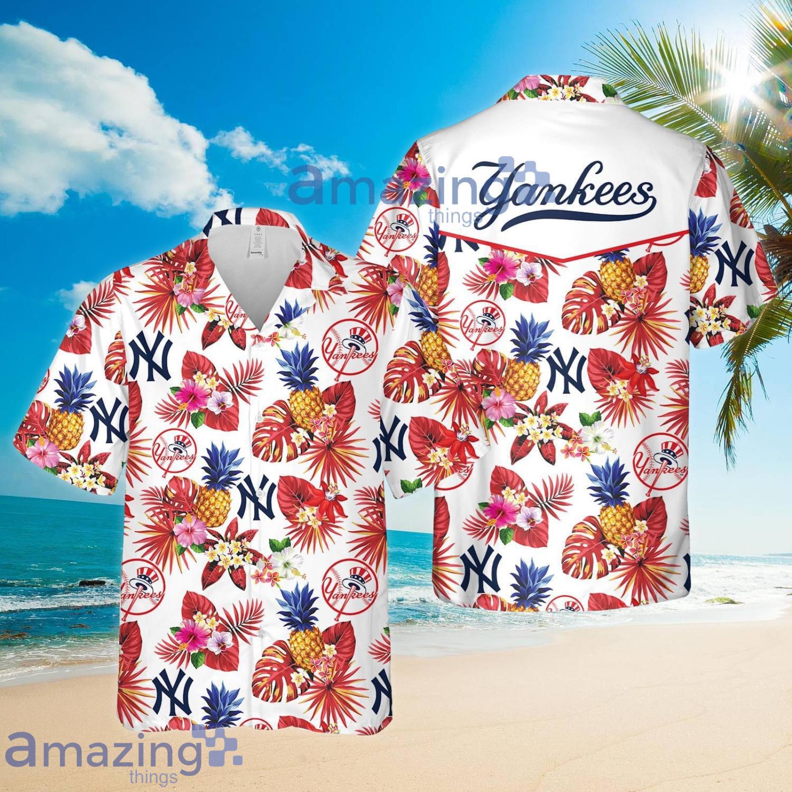 New York Yankees Pineapple Aloha Hawaiian Shirt New York Yankees Hawaiian Shirt  New York Yankees Pineapple Hawaiian Shirt - Revetee