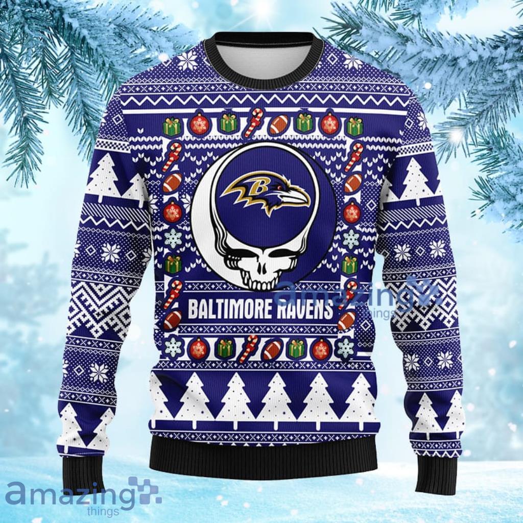 NFL Baltimore Ravens Grateful Dead Ugly Christmas Fleece Sweater - 1