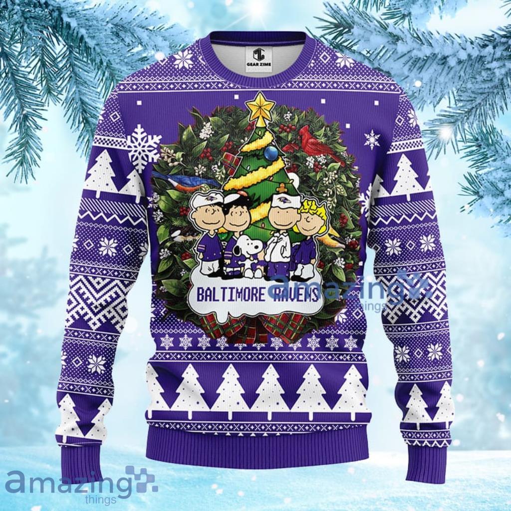 NFL Baltimore Ravens Snoopy Dog Christmas Ugly Sweater - 1