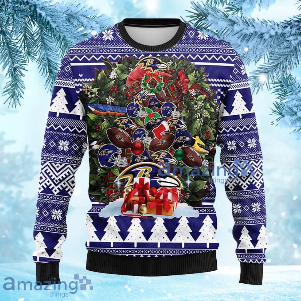 NFL Baltimore Ravens Tree Ugly Christmas Fleece Sweater