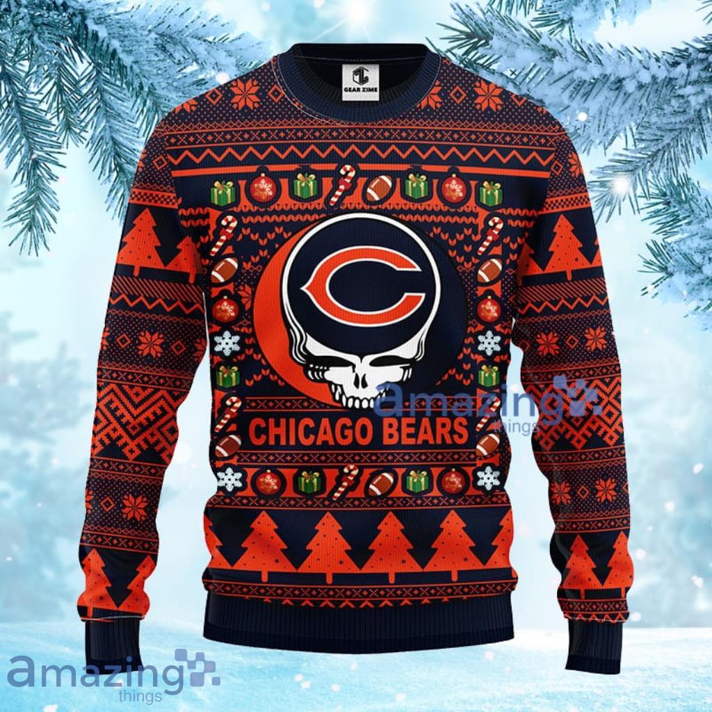 NFL Chicago Bears Grateful Dead Ugly Christmas Fleece Sweater - 1