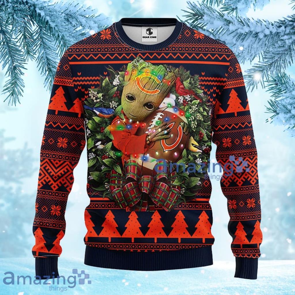 NFL Chicago Bears Groot Hug Christmas Ugly Sweater - 1