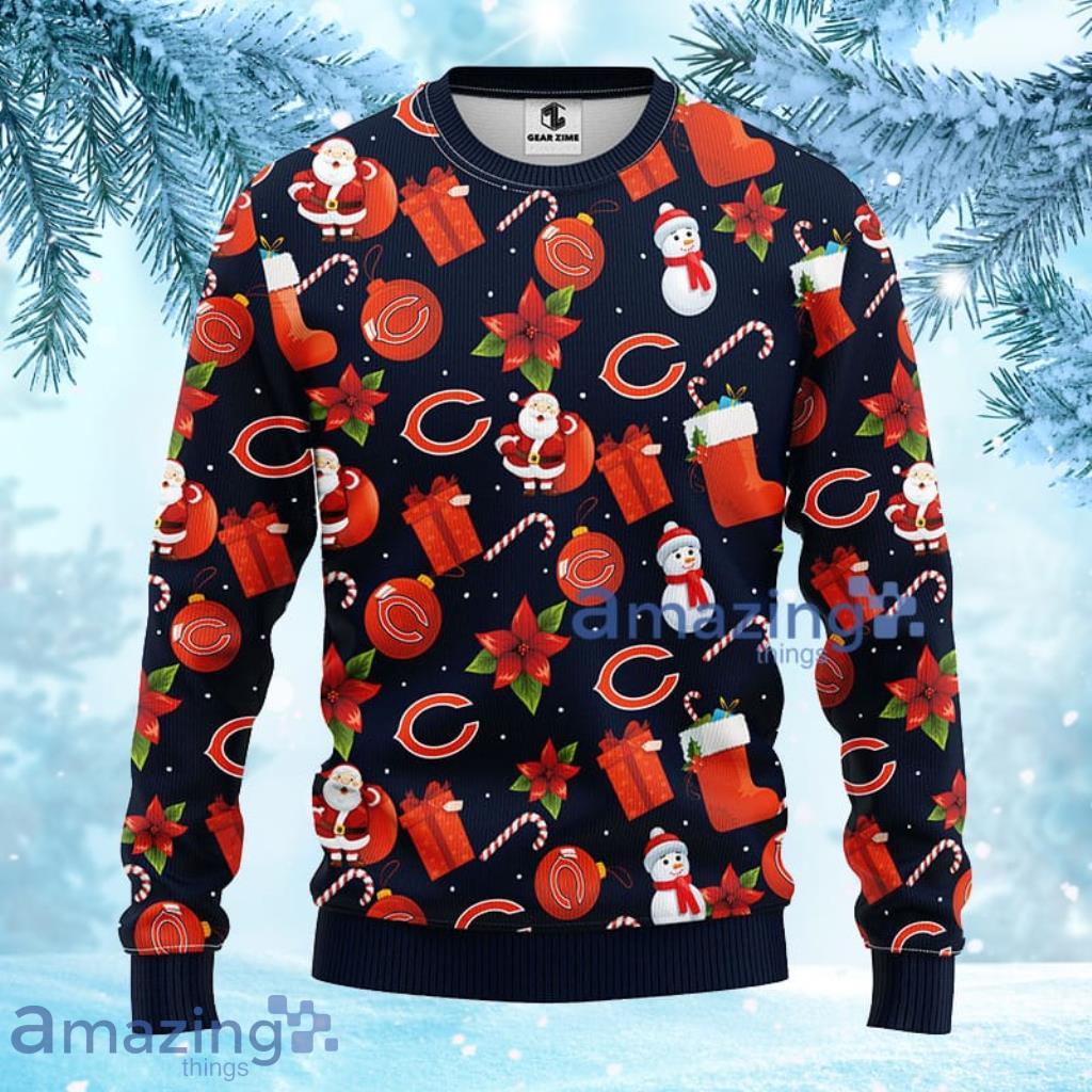 NFL Chicago Bears Santa Claus Snowman Christmas Ugly Sweater - 1