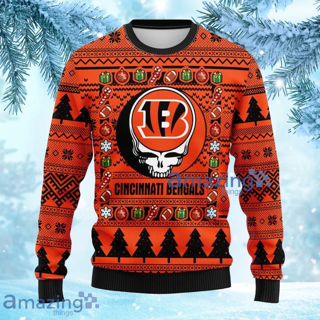 NFL Cincinnati Bengals Grateful Dead Ugly Christmas Fleece Sweater - 1