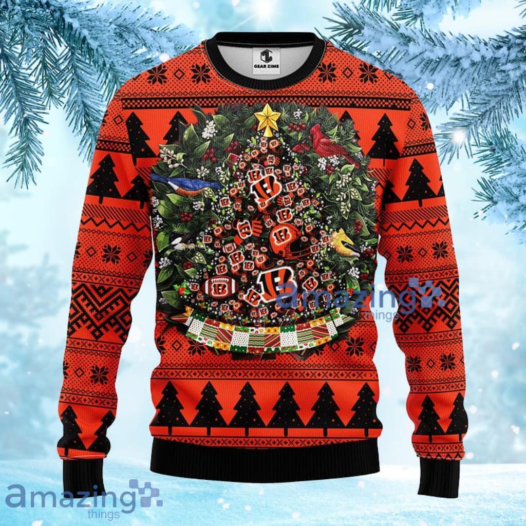 Cincinnati Bengals Christmas Tree Pattern Ugly Christmas Sweater