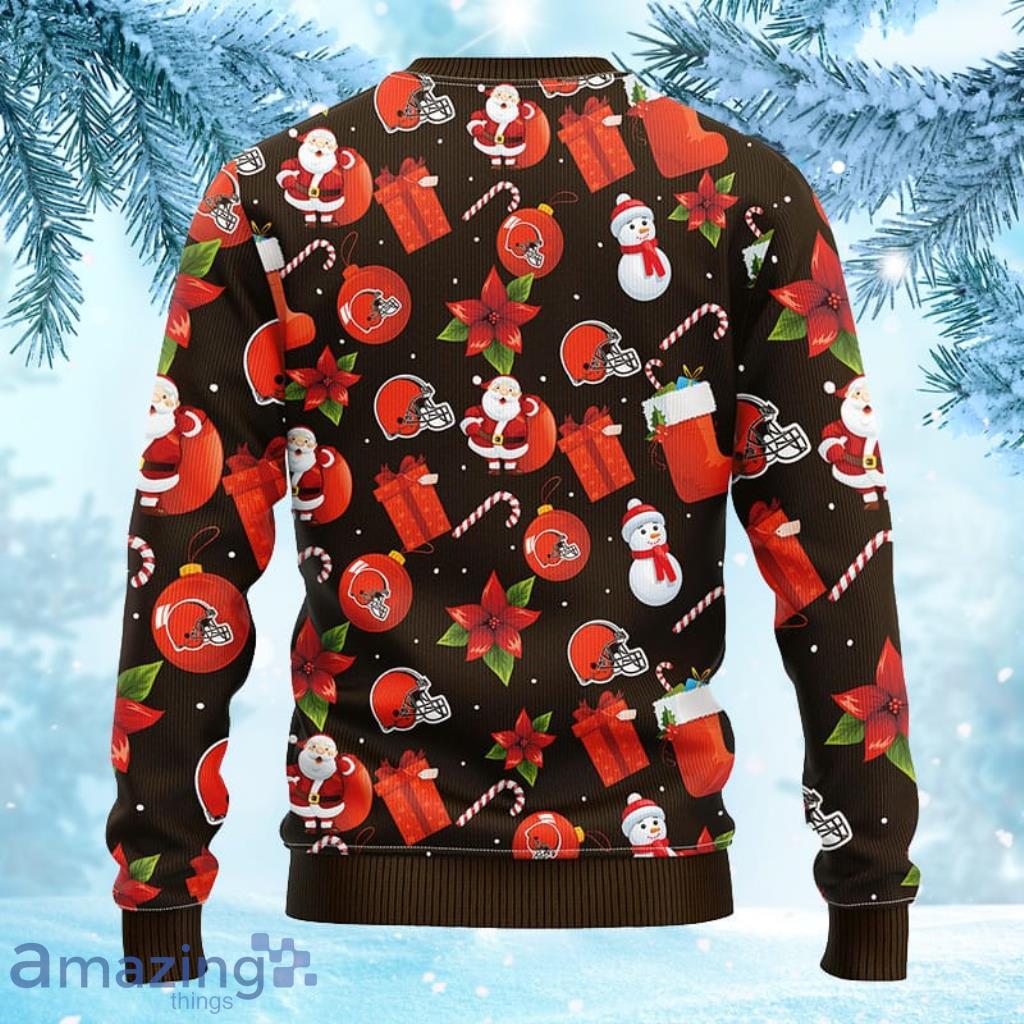 NFL Cleveland Browns Santa Claus Snowman Christmas Ugly Sweater