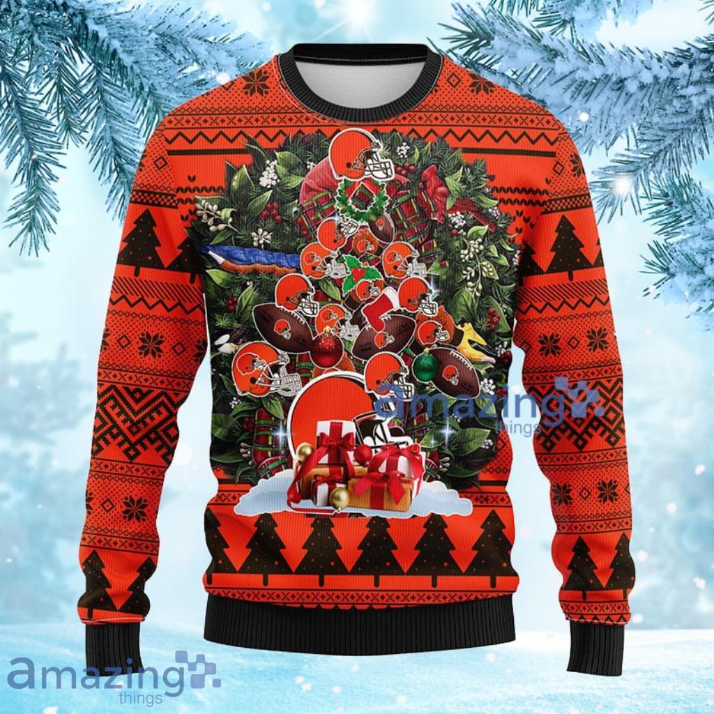 NFL Cleveland Browns Tree Ugly Christmas Fleece Sweater - 1