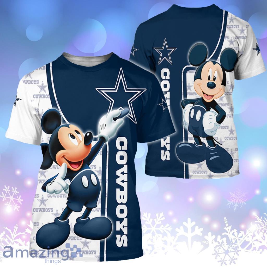 Disney Mickey Mouse And Friends And Dallas Cowboys Logo 3D T-Shirt