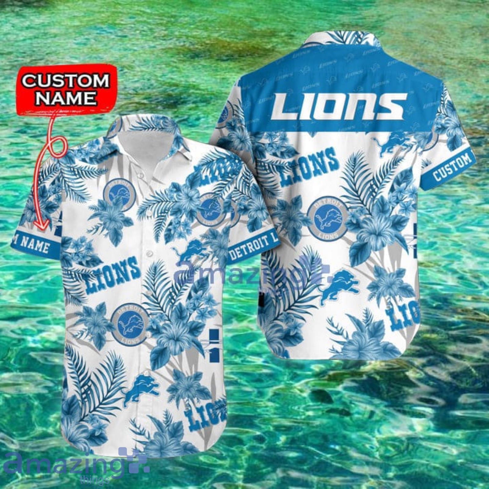 NFL Detroit Lions Hawaiian Shirt Blue Silver - Ingenious Gifts