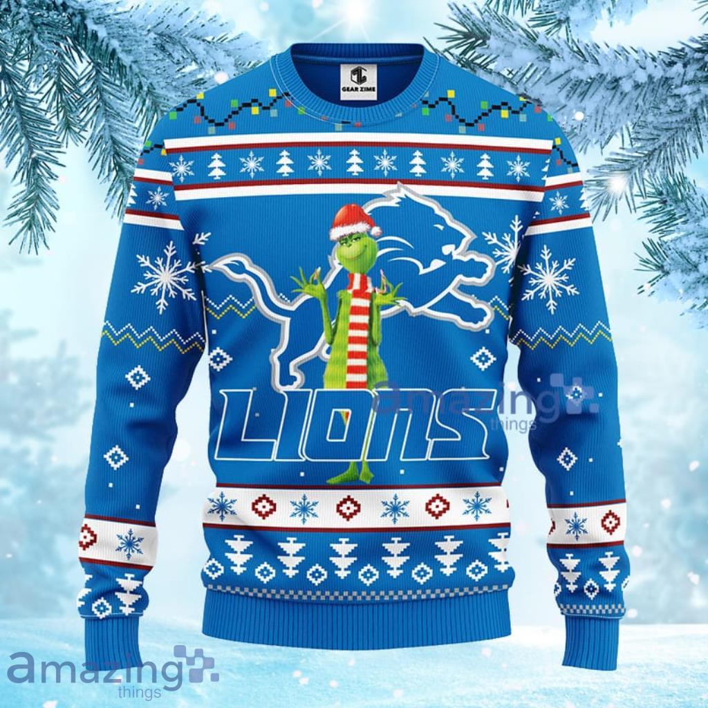 NFL Detroit Lions Funny Grinch Christmas Ugly Sweater