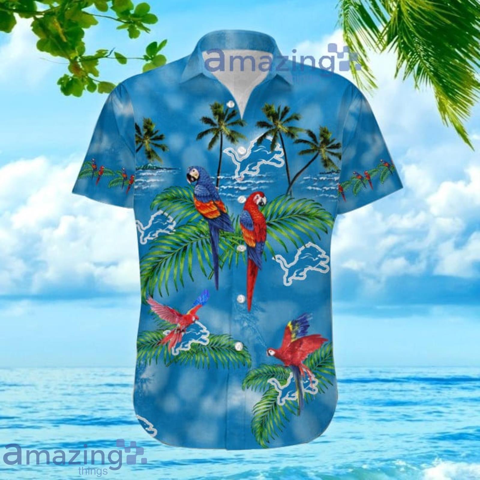 Nfl Detroit Lions Parrot Tropical Aloha Hawaiian Shirt Summer Gift image Nfl Detroit Lions Parrot Tropical Aloha Hawaiian Shirt Summer Gift Product Photo 2