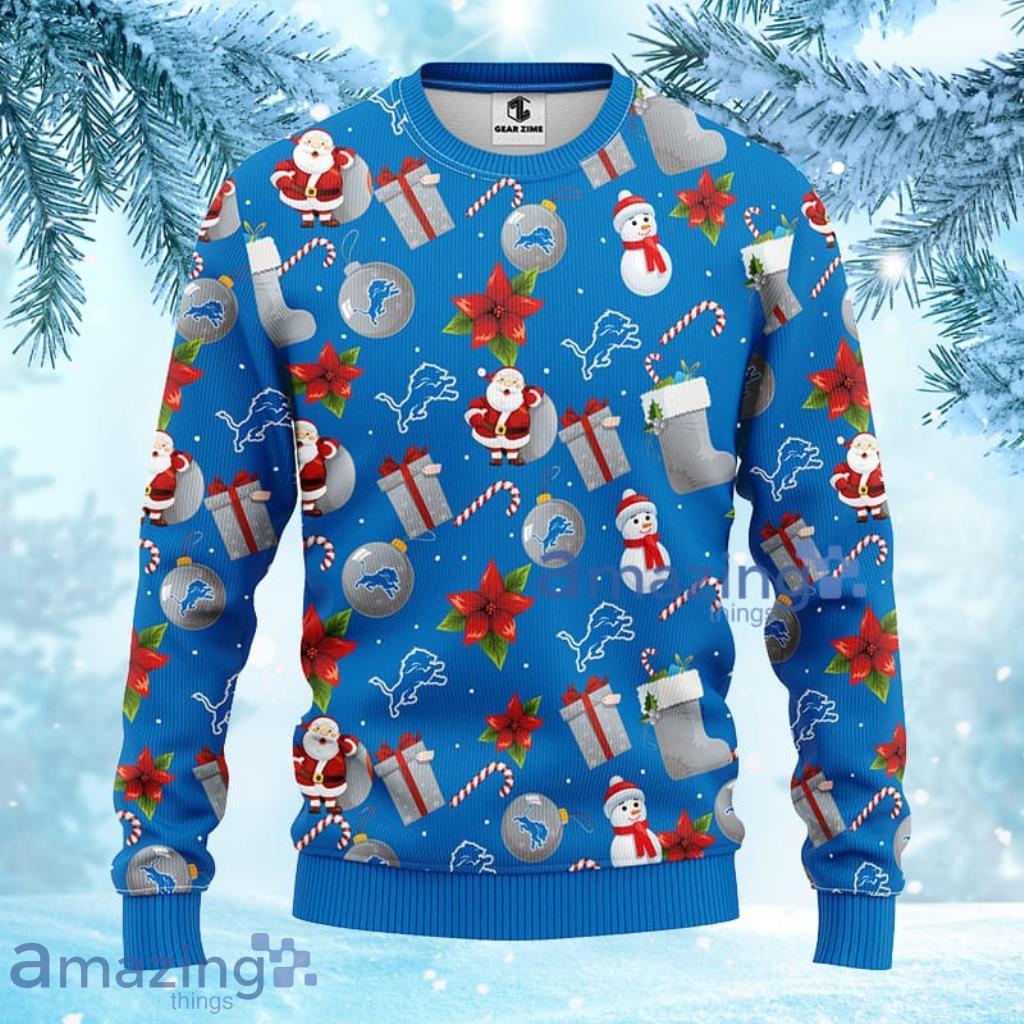 NFL Detroit Lions Santa Claus Snowman Christmas Ugly Sweater - 1