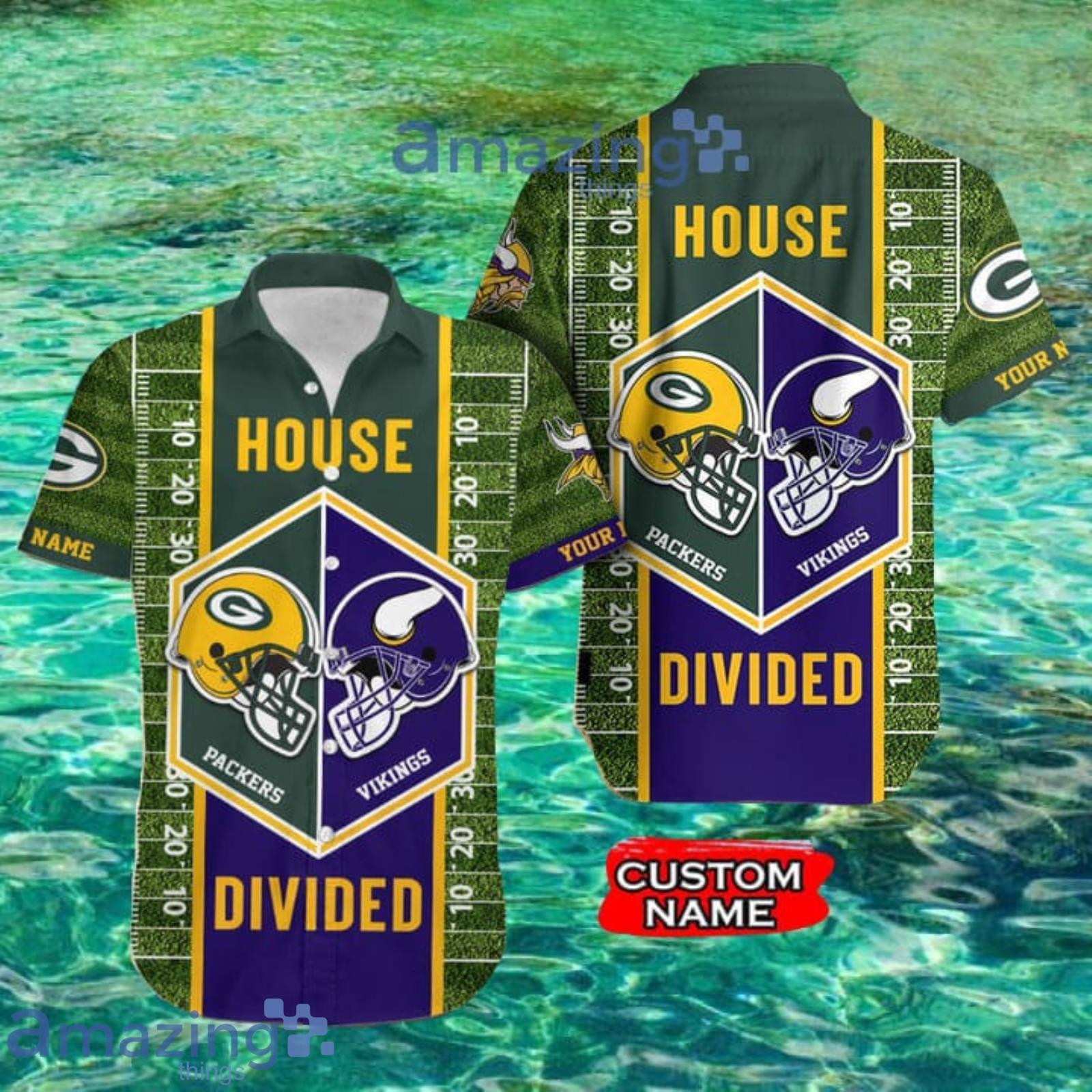 Nfl Green Bay Packers And Minnesota Vikings Custom Name Hawaiian Shirt