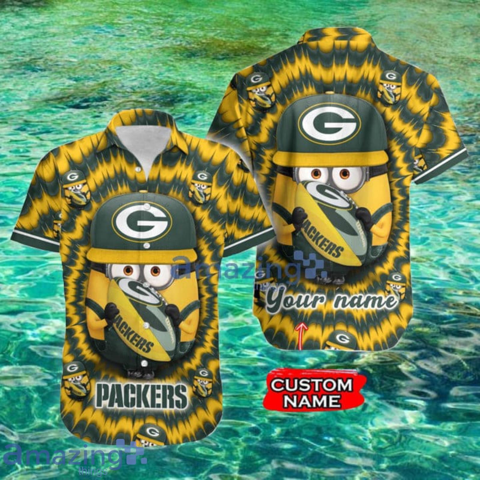 Nfl Green Bay Packers Custom Name Minions Lover Hawaiian Shirt For Men And Women Product Photo 1