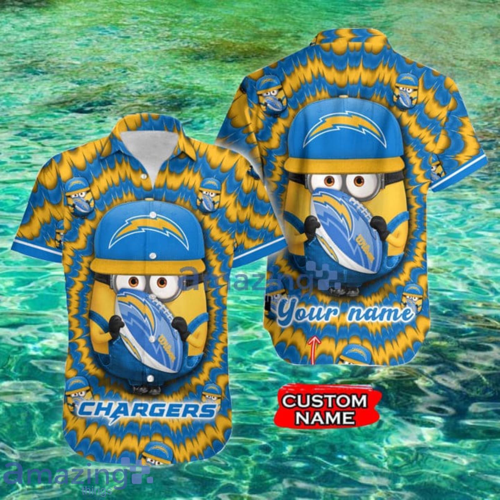 Nfl Los Angeles Chargers Custom Name Minions Lover Hawaiian Shirt For Men And Women Product Photo 1