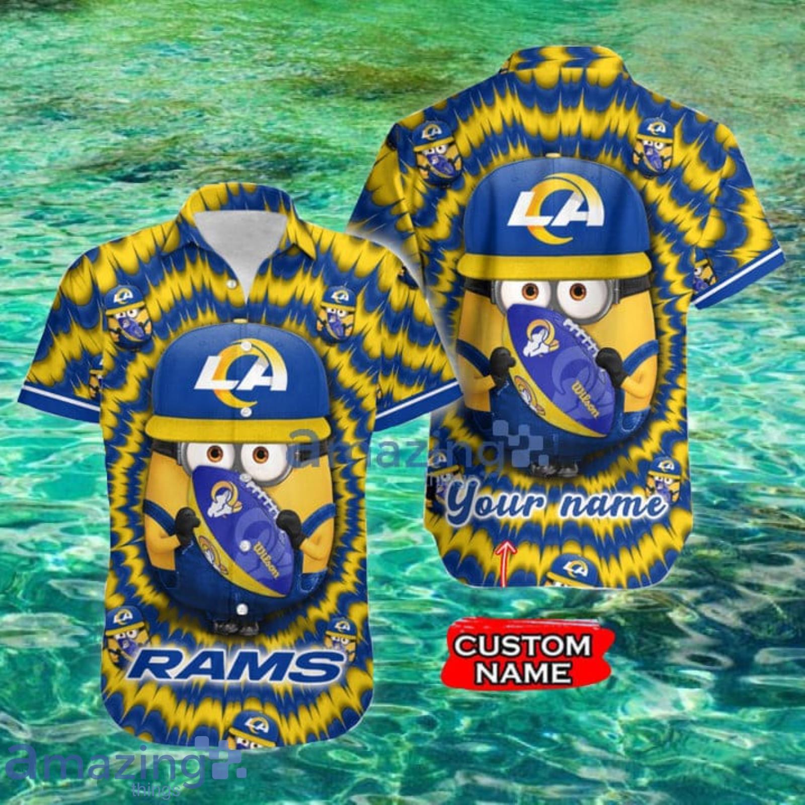 Nfl Los Angeles Rams Custom Name Minions Lover Hawaiian Shirt For Men And  Women