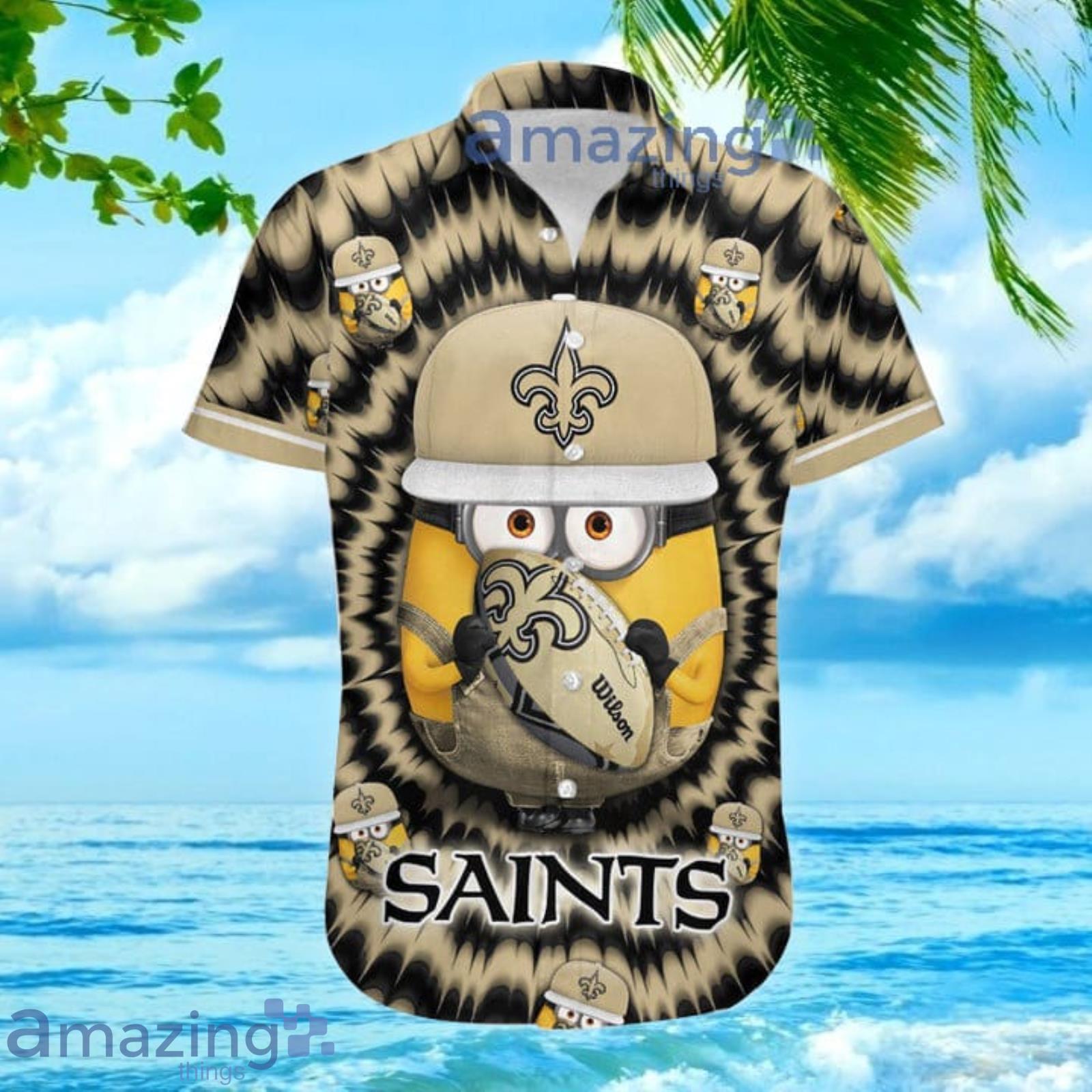 Nfl New Orleans Saints Custom Name Minions Lover Hawaiian Shirt For Men And Women image Nfl New Orleans Saints Custom Name Minions Lover Hawaiian Shirt For Men And Women Product Photo 2