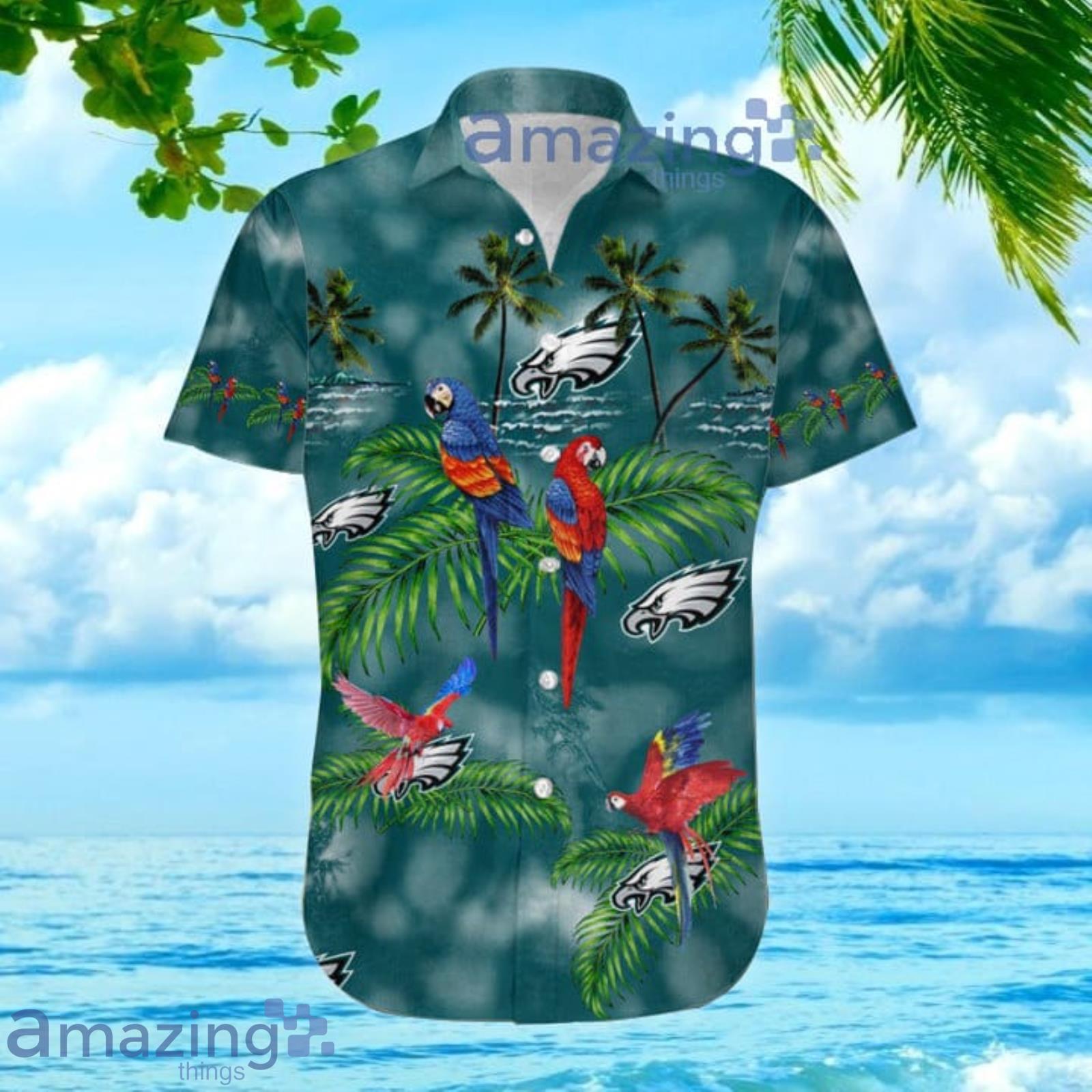 Philadelphia Eagles Short Sleeve Button Up Tropical Aloha Hawaiian