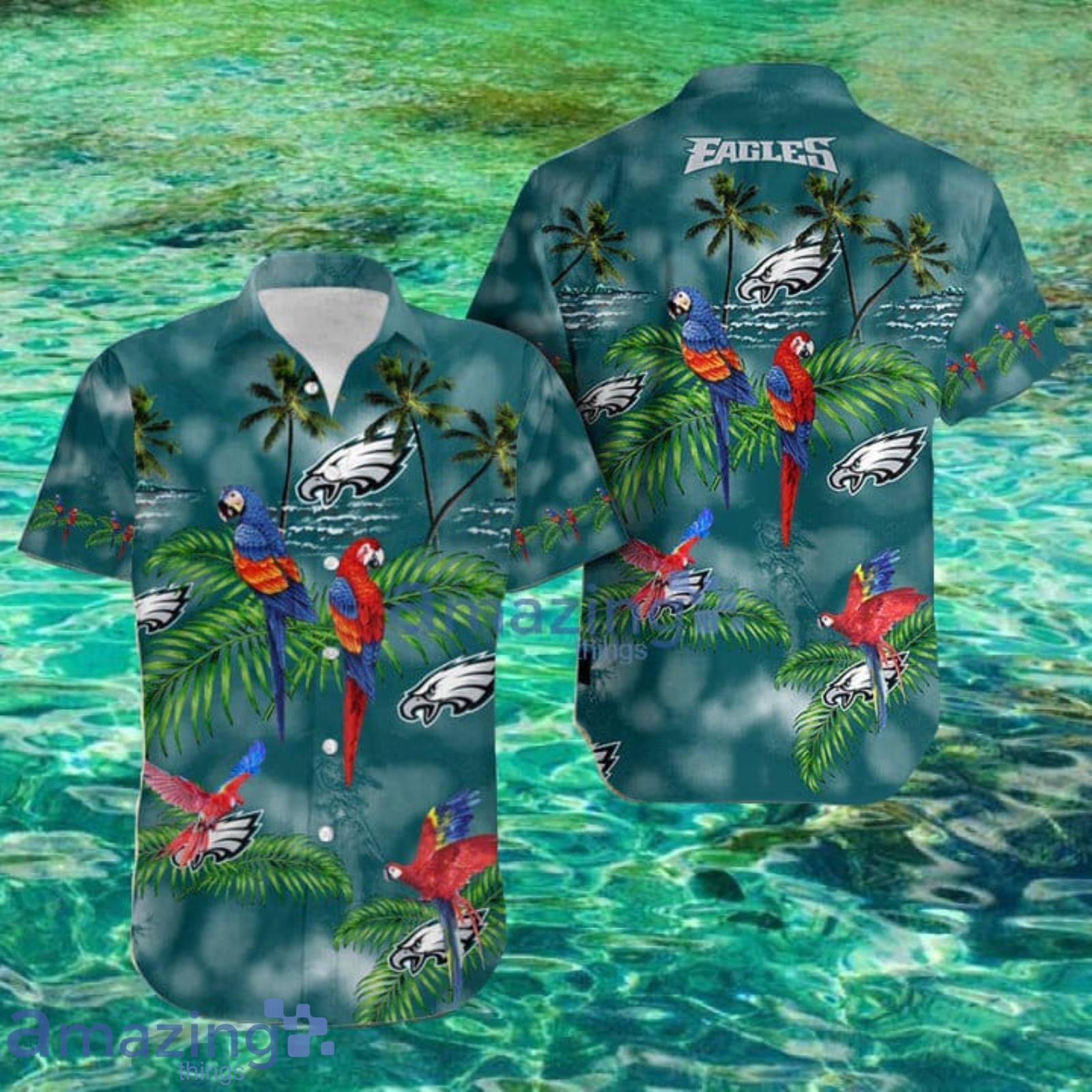 Philadelphia Eagles Short Sleeve Button Up Tropical Aloha Hawaiian