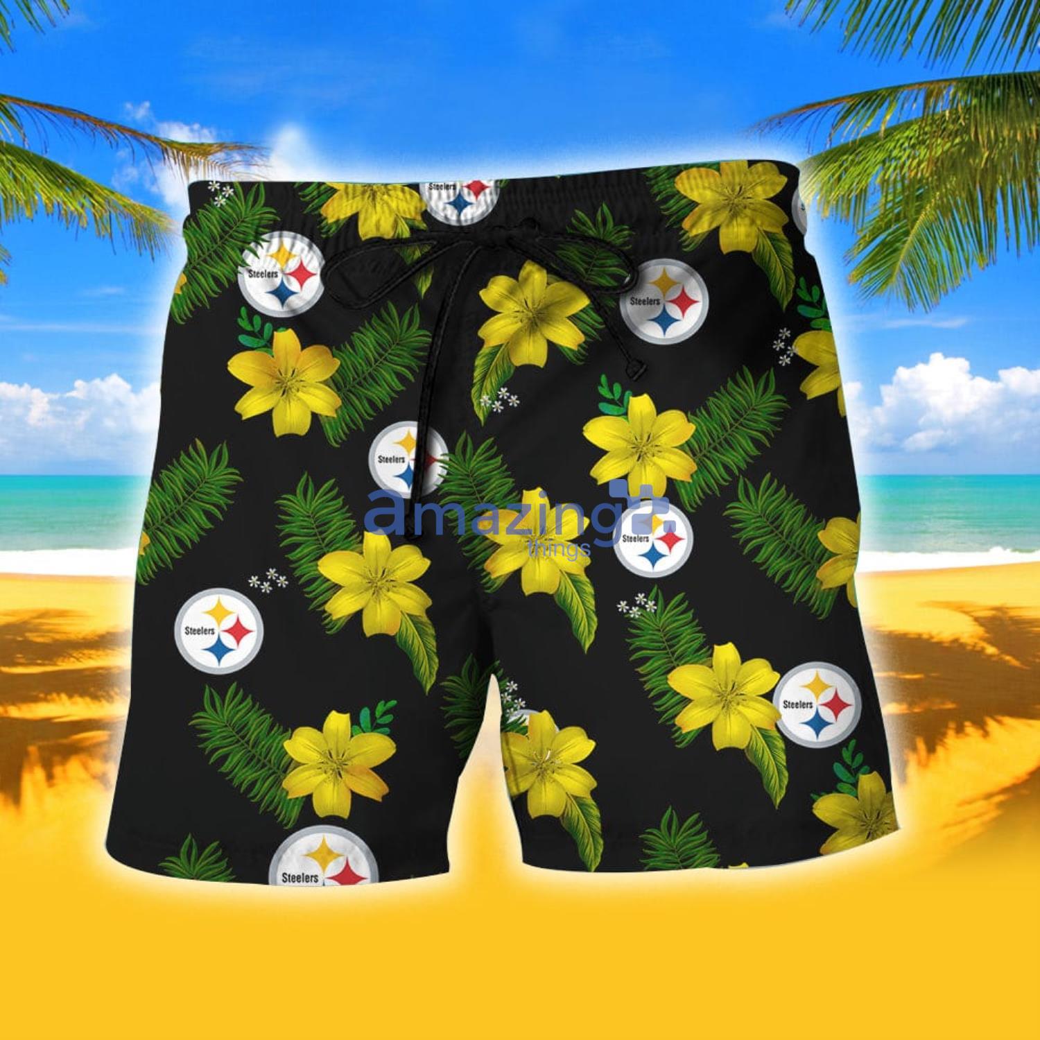 20% OFF Pittsburgh Steelers Hawaiian Shirt Tropical Flower Short