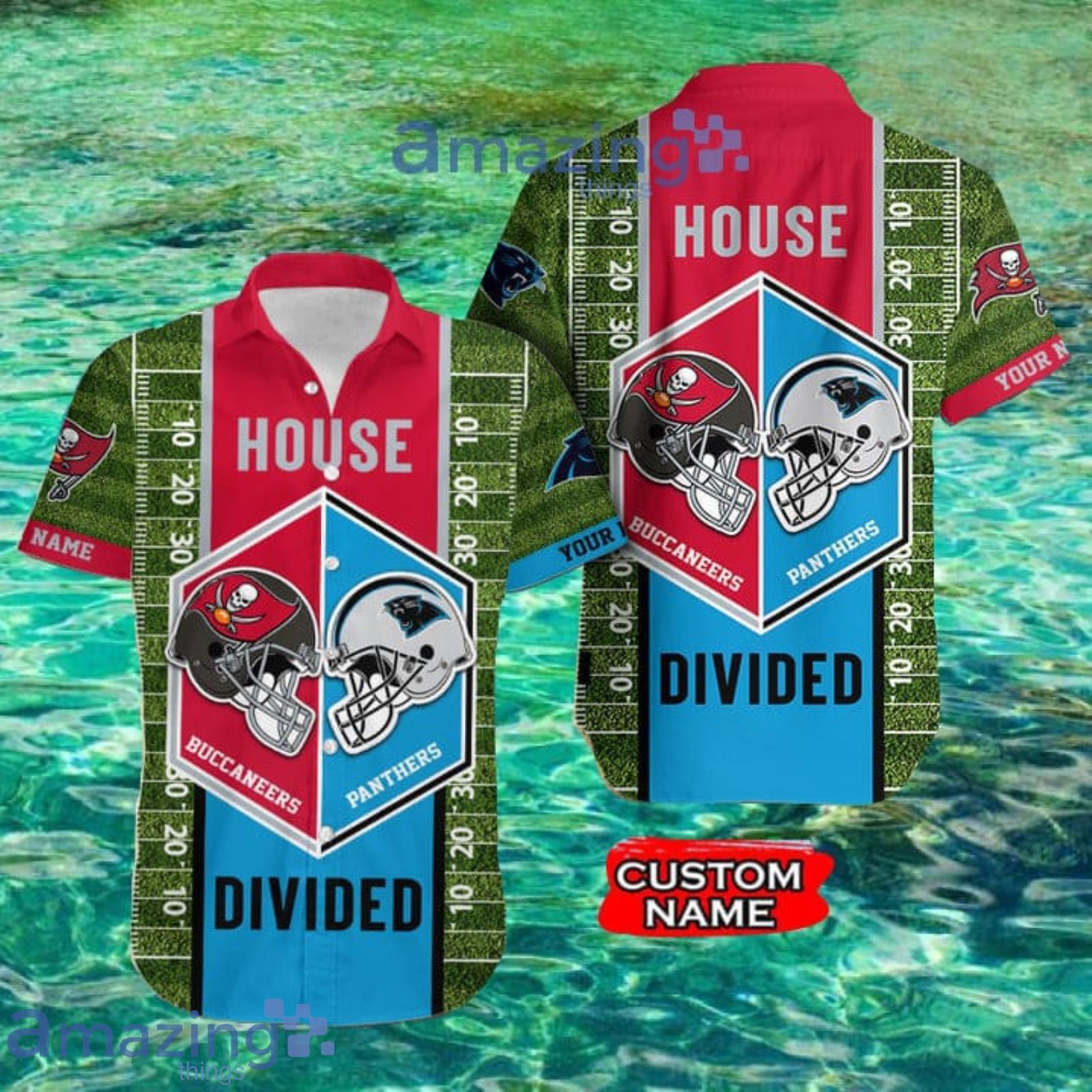 Nfl Tampa Bay Buccaneers And Carolina Panthers Custom Name Hawaiian Shirt Product Photo 1