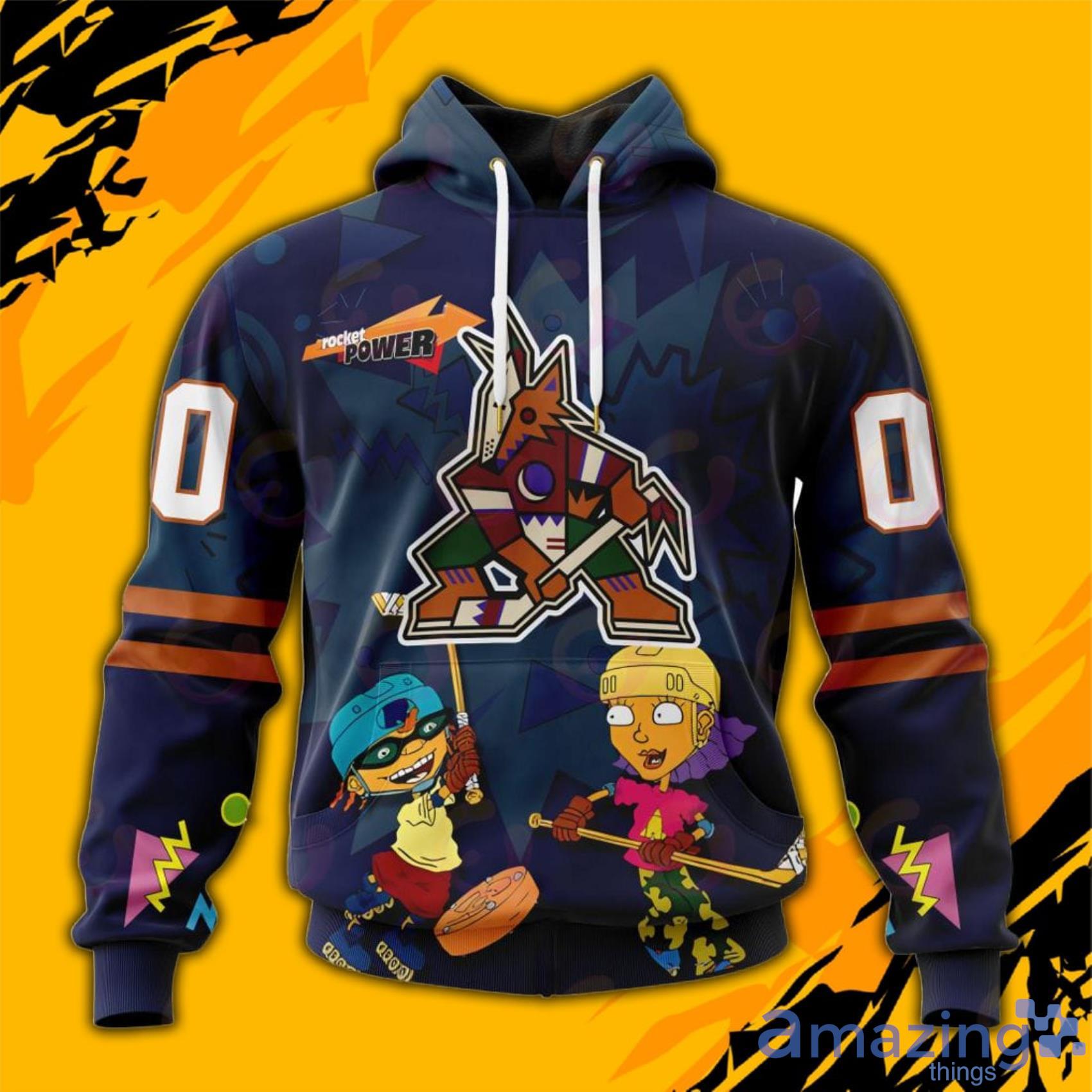 NHL Arizona Coyotes Custom Name And Number Rocket Power Over Print 3D Shirt Product Photo 1 NHL Arizona Coyotes Custom Name And Number Rocket Power Over Print 3D Shirt Product Photo 1