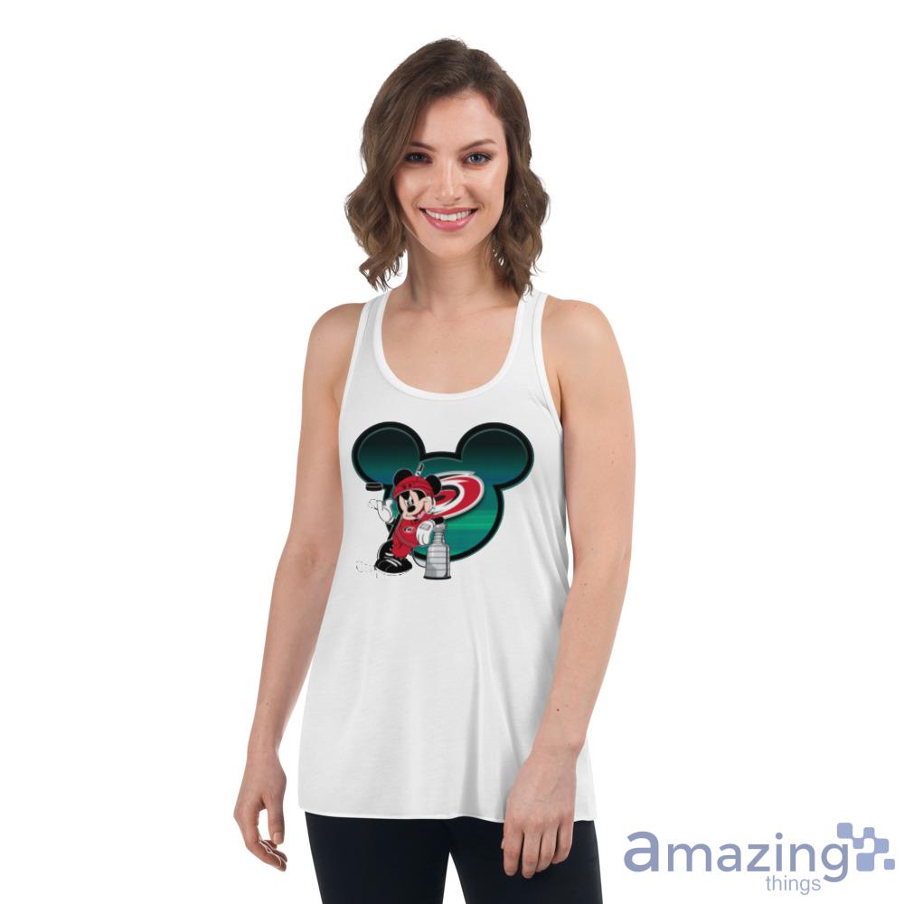 NHL Carolina Hurricanes Stanley Cup Mickey Mouse Disney Hockey T Shirt image NHL Carolina Hurricanes Stanley Cup Mickey Mouse Disney Hockey T Shirt - Womens Flowy Racerback Tank
