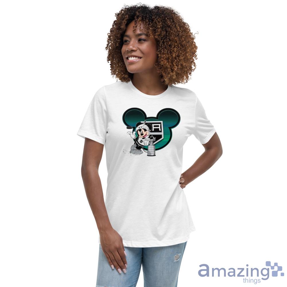 NHL Los Angeles Kings Stanley Cup Mickey Mouse Disney Hockey T Shirt image NHL Los Angeles Kings Stanley Cup Mickey Mouse Disney Hockey T Shirt - Womens Relaxed Short Sleeve Jersey Tee