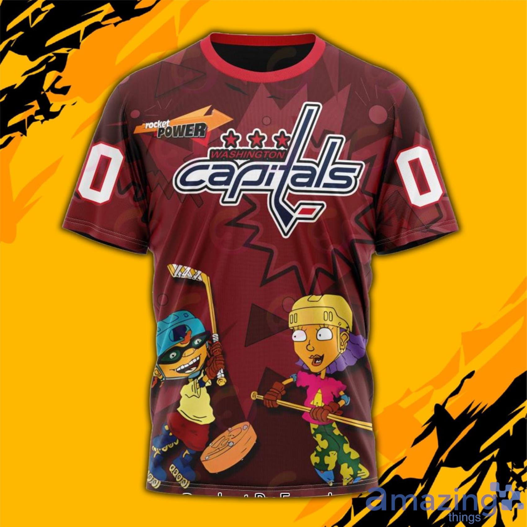 NHL Washington Capitals Custom Name And Number Rocket Power Over Print 3D  Shirt