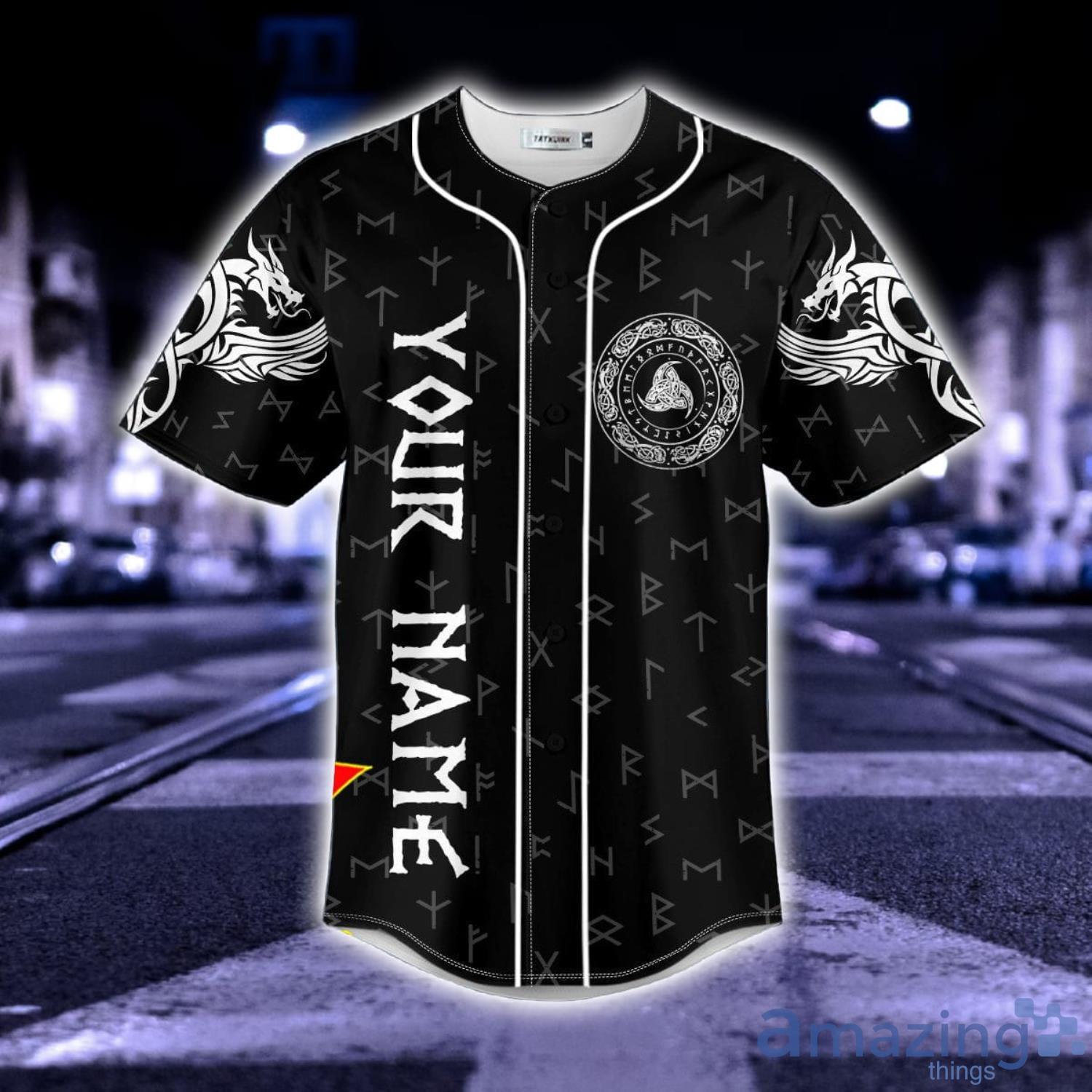 Norse Dragon Viking White Tattoo Custom Name All Over Print AOP Baseball  Jersey For Men And Women