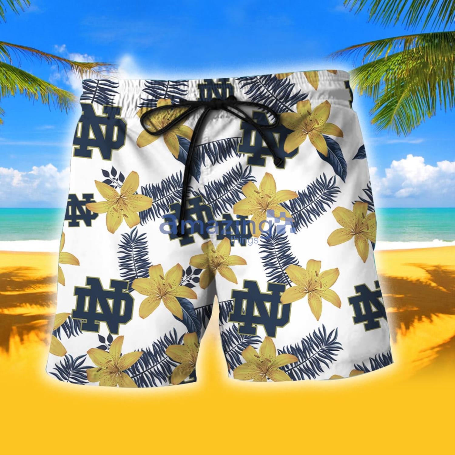 Notre Dame Logo Fighting Irish Tropical Aloha Combo Hawaiian Shirt And Shorts Gift For Summer image Notre Dame Logo Fighting Irish Tropical Aloha Combo Hawaiian Shirt And Shorts Gift For Summer Product Photo 2