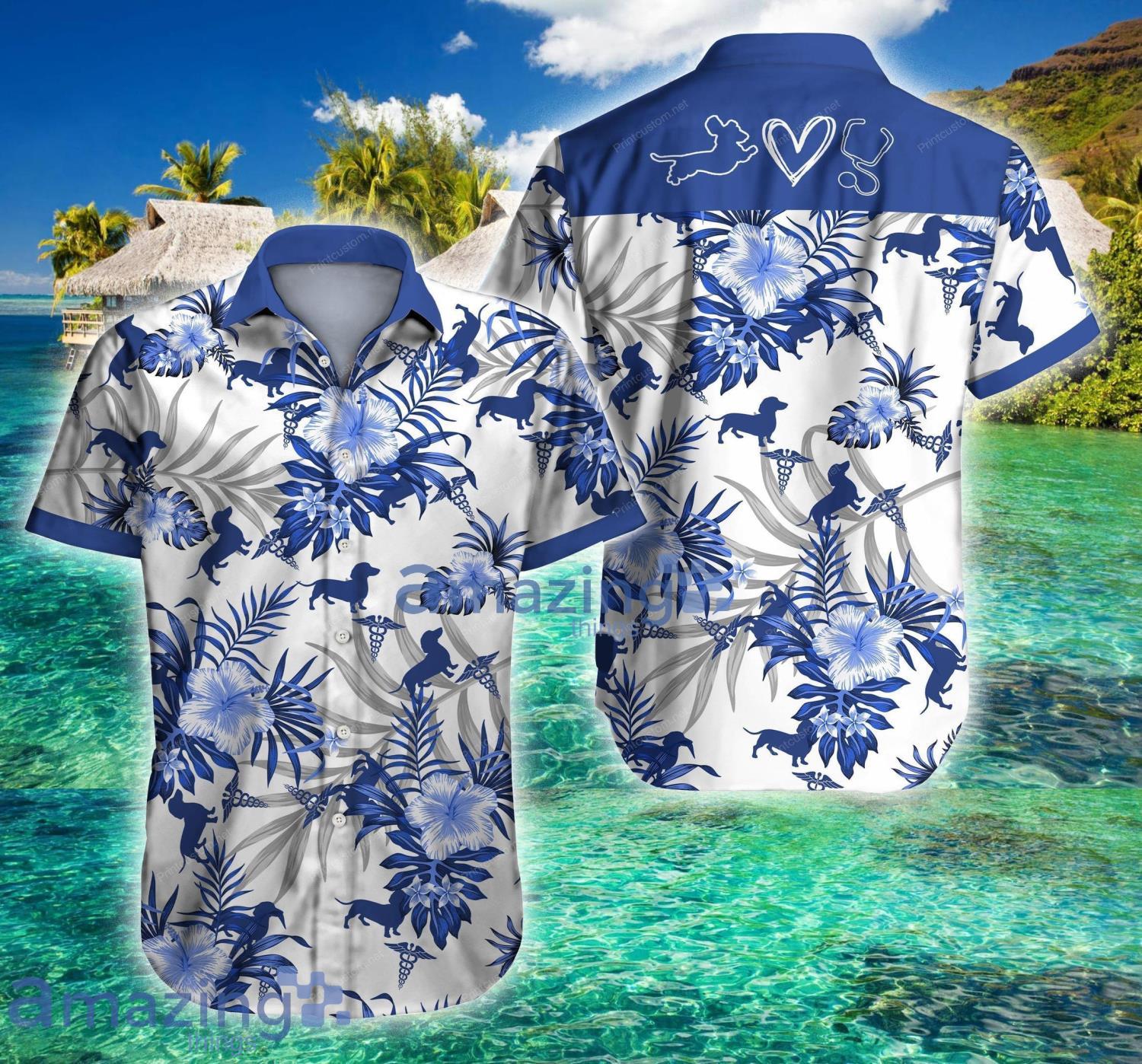 Nurses Dachshund Tropical Short Sleeve Hawaiian Shirt For Men And Women Product Photo 1