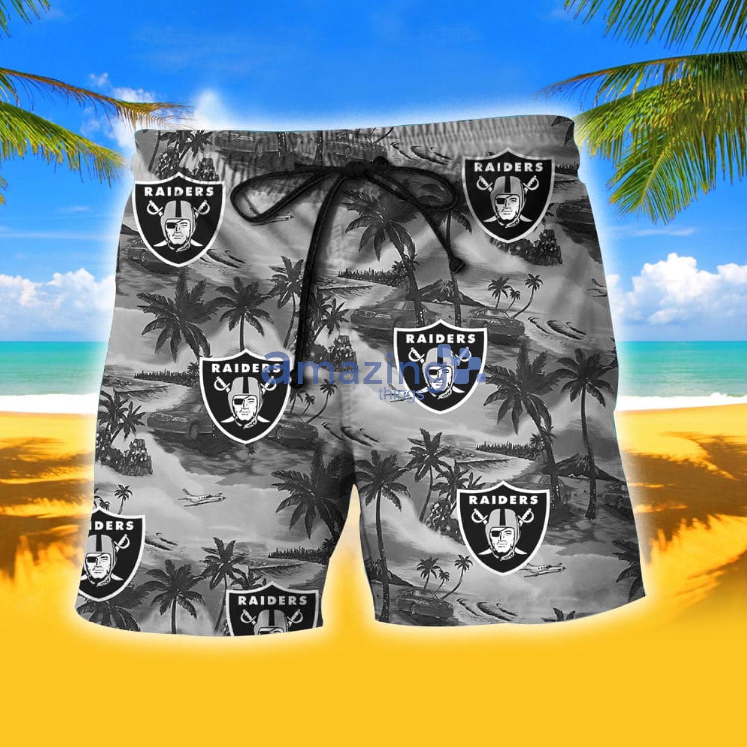 Oakland Raiders Combo Hawaiian Shirt And Shorts Gift For Summer image Oakland Raiders Combo Hawaiian Shirt And Shorts Gift For Summer Product Photo 2