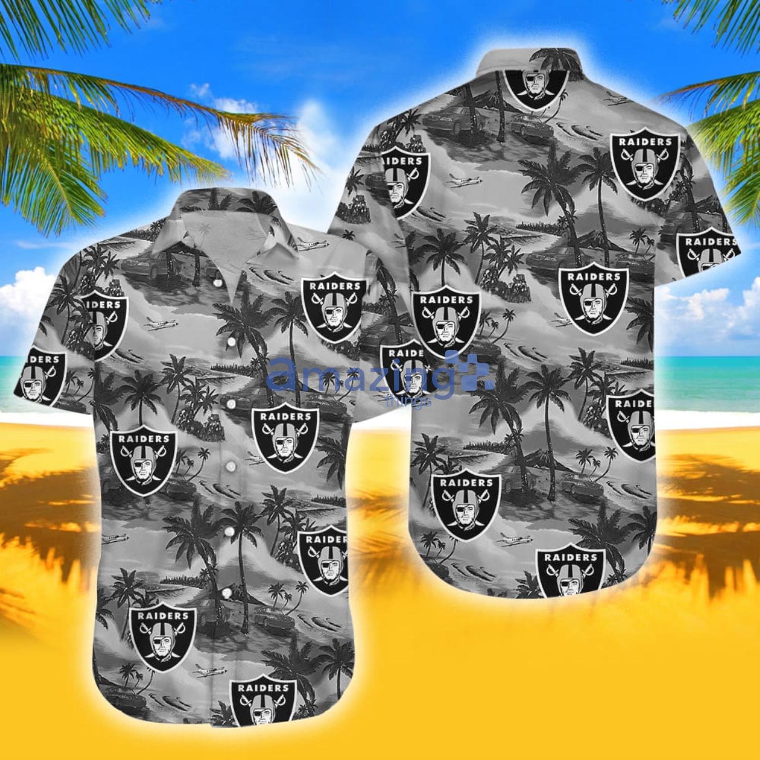 Oakland Raiders Combo Hawaiian Shirt And Shorts Gift For Summer image Oakland Raiders Combo Hawaiian Shirt And Shorts Gift For Summer Product Photo 3