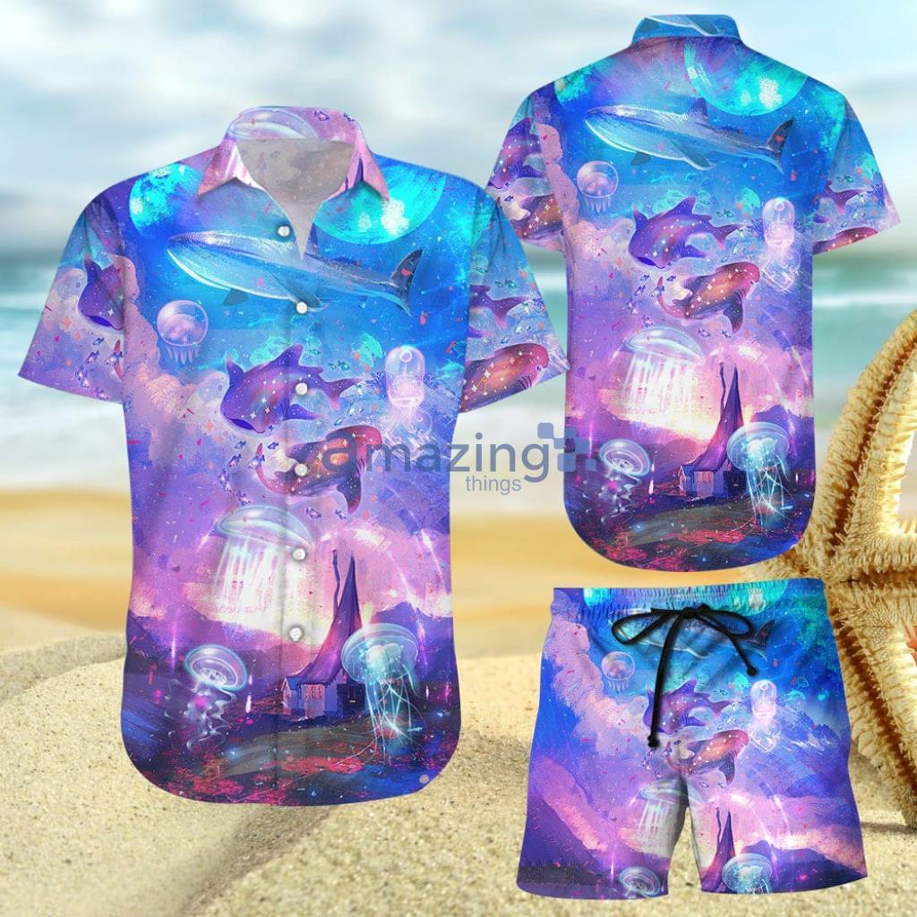 Ocean Pacific  - Galaxy Jellyfish Shark Whale Hawaiian Shirt And Short - Ocean Pacific  - Galaxy Jellyfish Shark Whale Hawaiian Shirt And Short