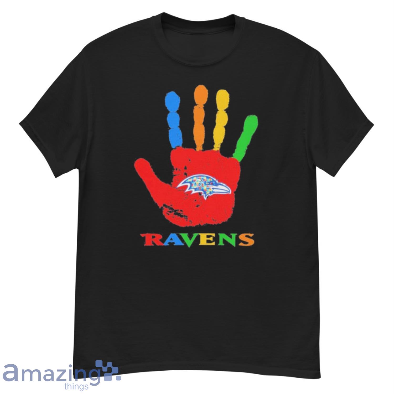 Baltimore Ravens NFL Logo Hands High Fan Wear T Shirt Long Sleeve