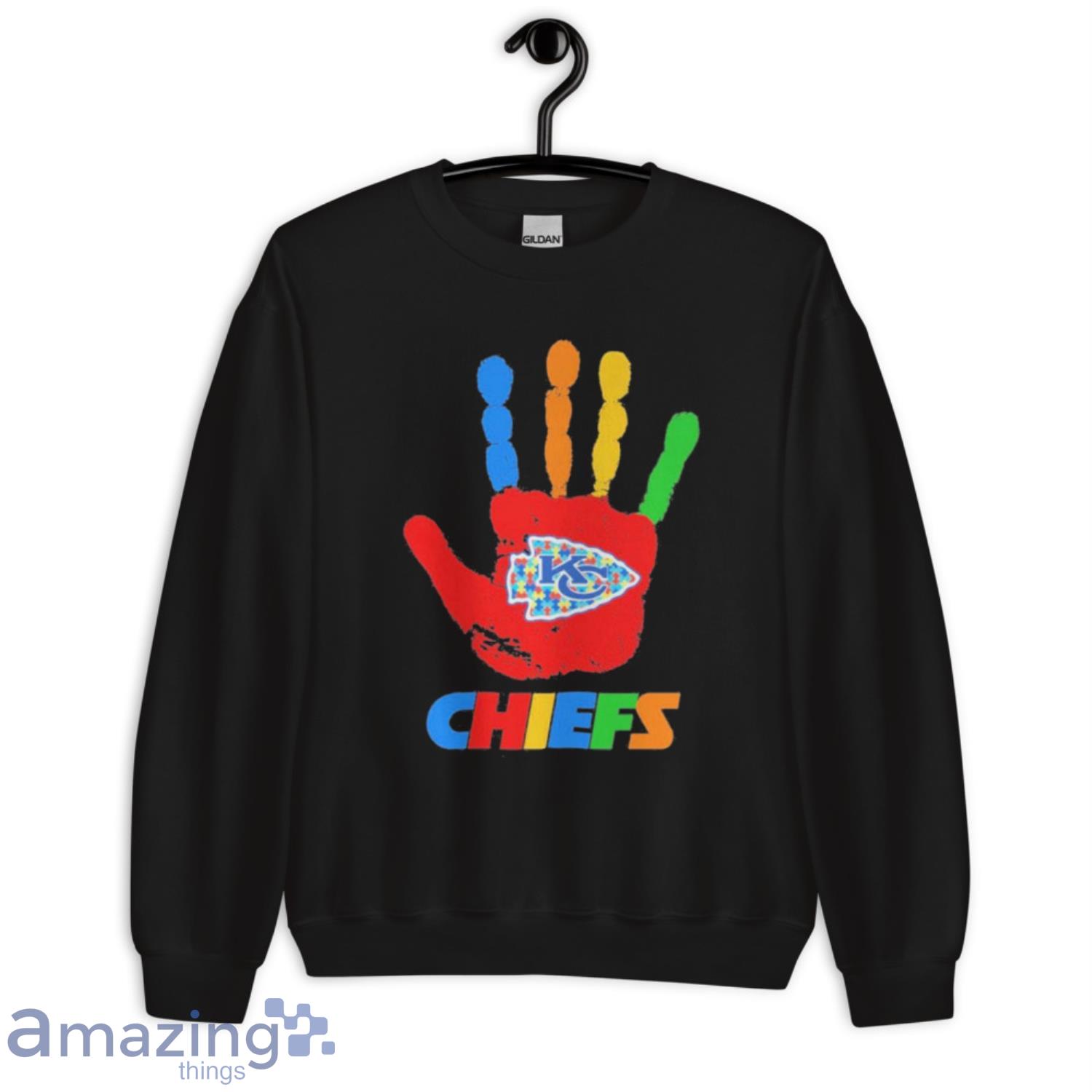 Official Kansas City Chiefs Hand Autism 2023 NFL Shirt image Official Kansas City Chiefs Hand Autism 2023 NFL Shirt - Unisex Crewneck Sweatshirt