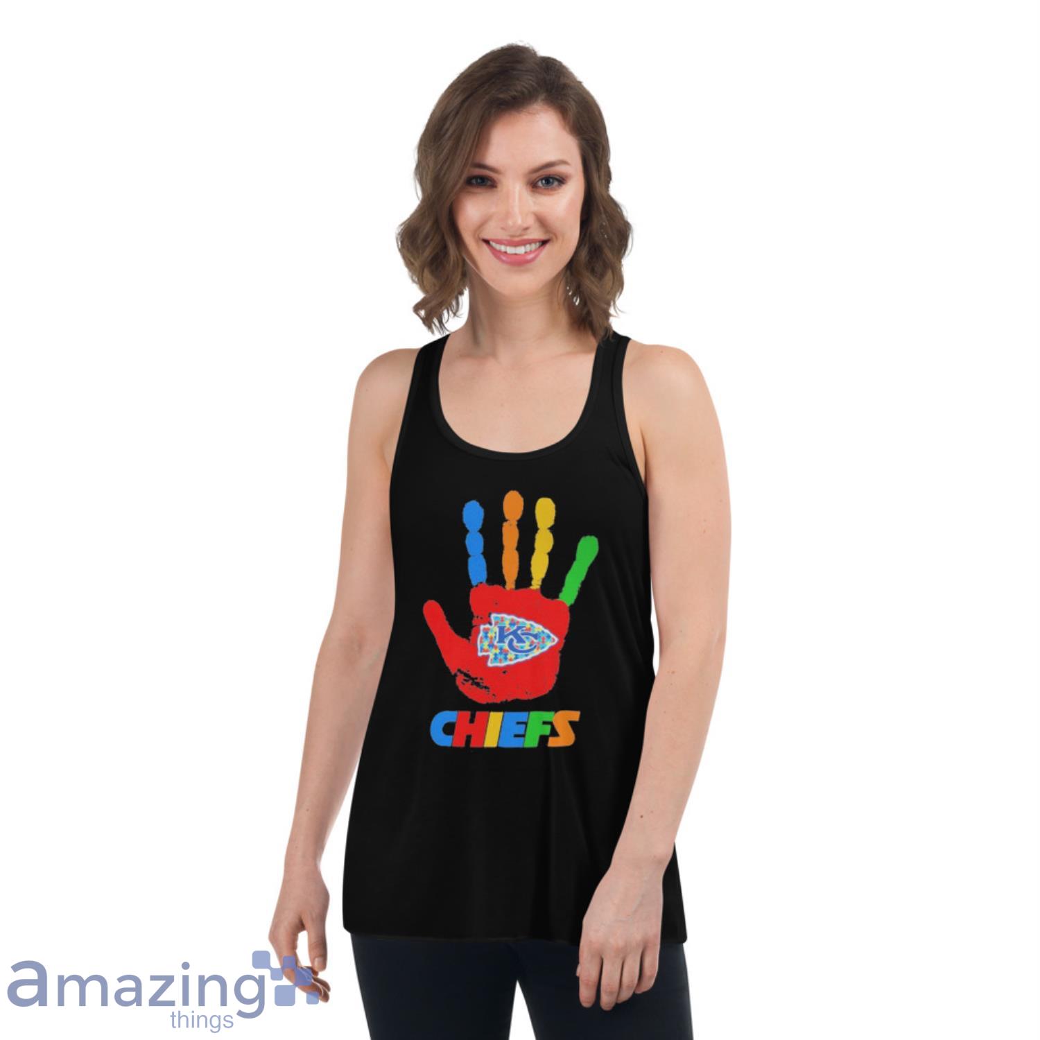 Official Kansas City Chiefs Hand Autism 2023 NFL Shirt image Official Kansas City Chiefs Hand Autism 2023 NFL Shirt - Womens Flowy Racerback Tank